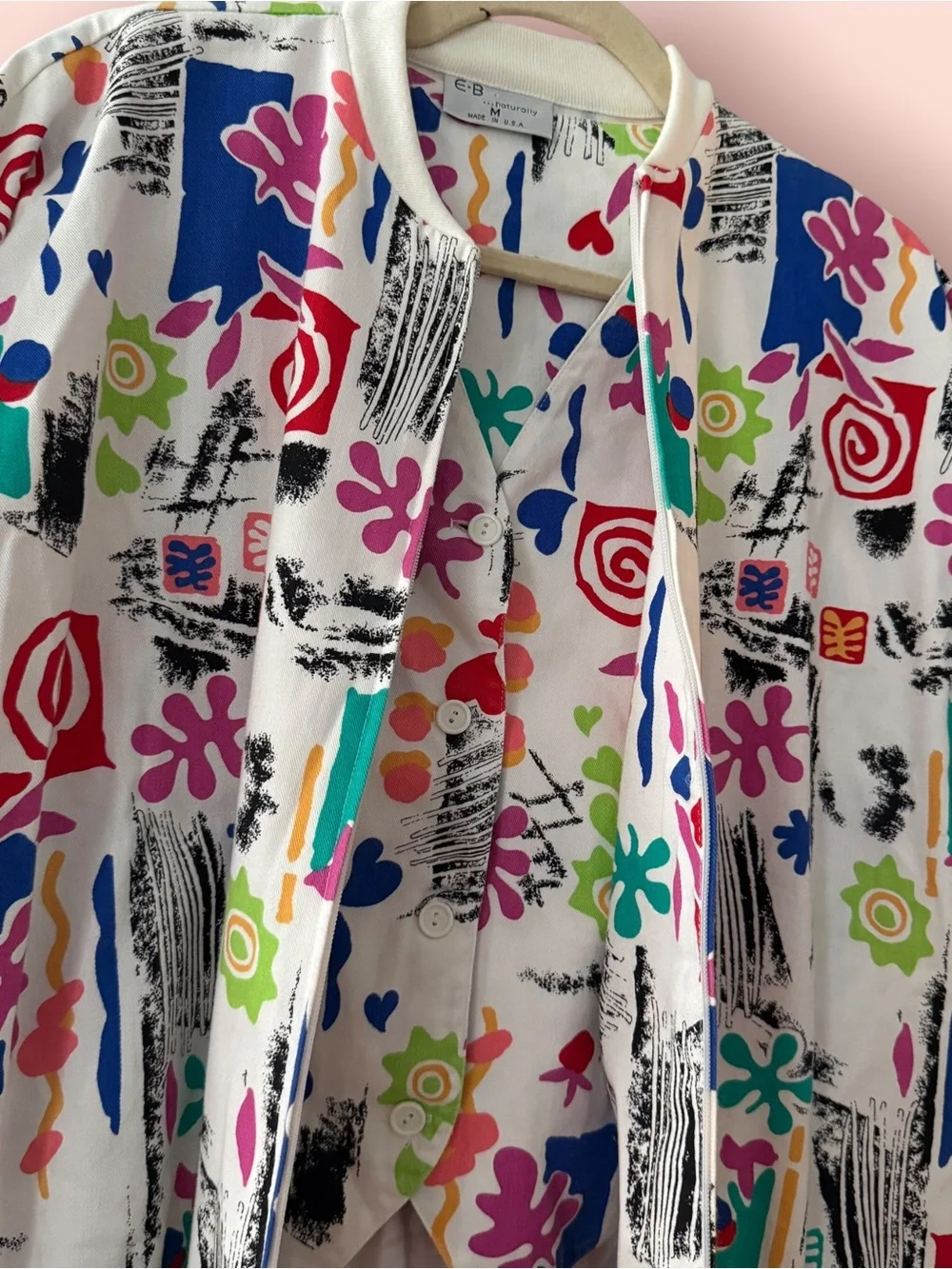 Vintage 80s Abstract Print Jacket & Vest Matching Set